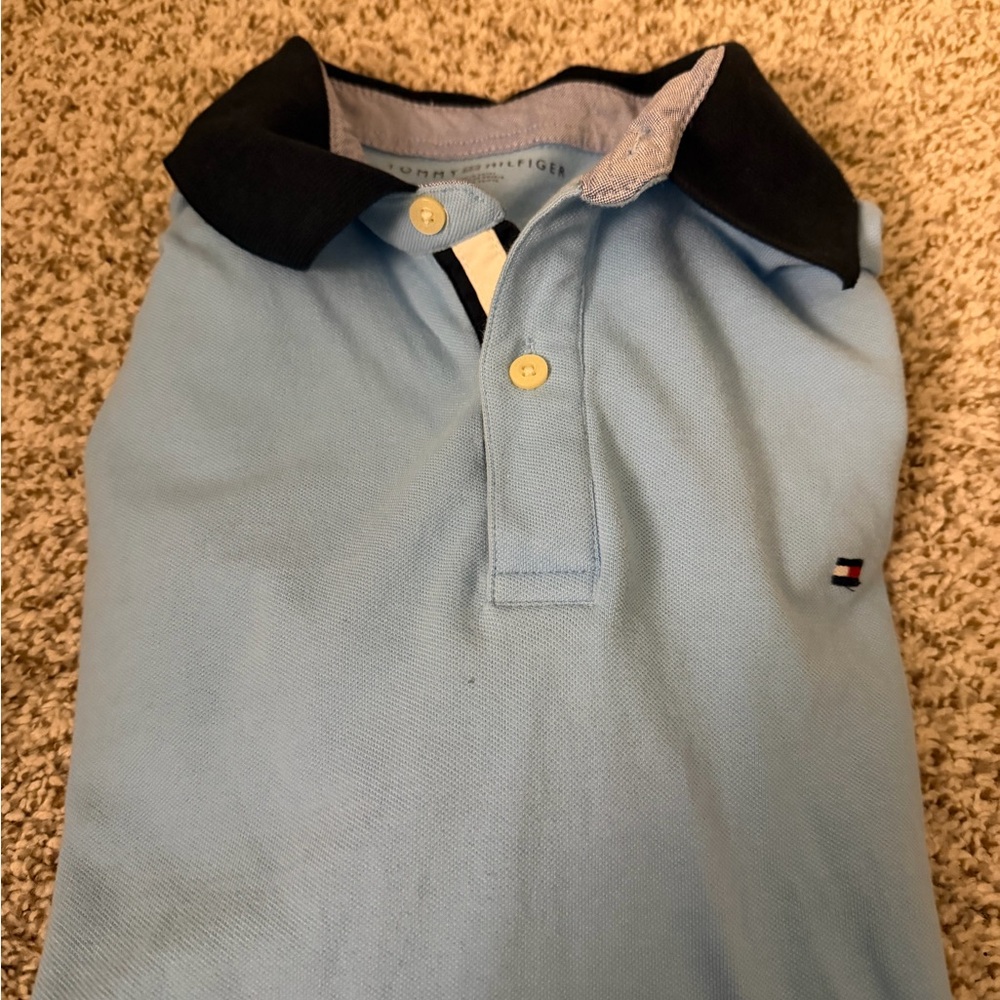 Tommy Hilfiger Light Blue Polo with Navy Collar